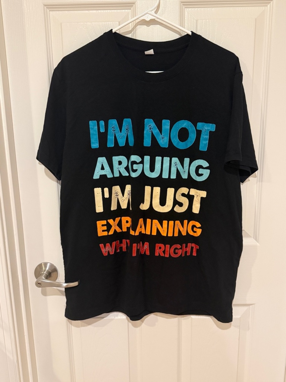Black Graphic Tee "I'm Not Arguing" Multicolor Lettering